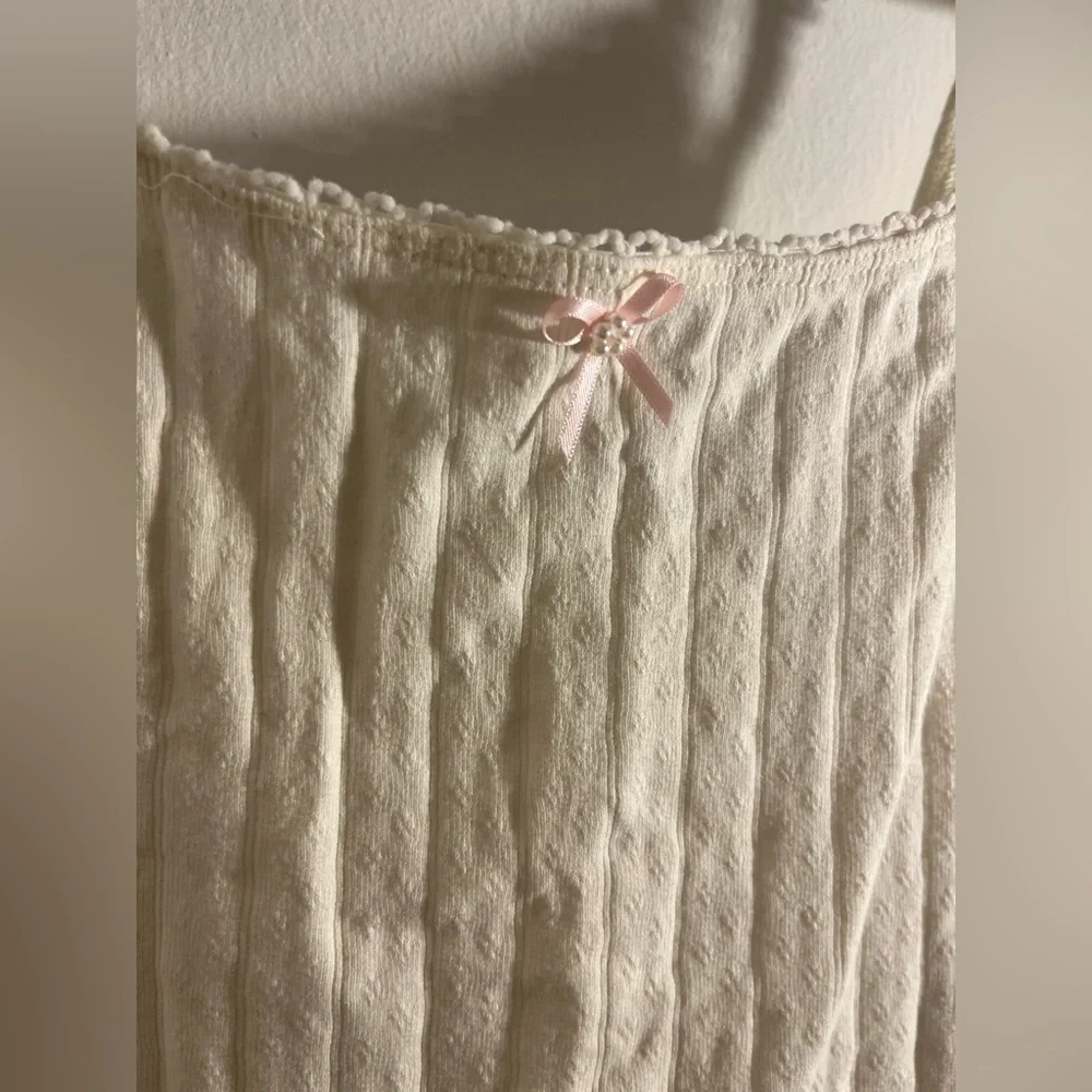 Reformation Cream Camisole with Lace and Bow - Picture 2 of 7